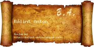 Bálint Anton névjegykártya