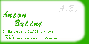 anton balint business card